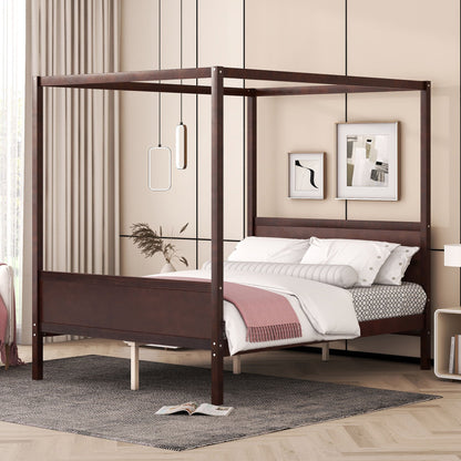 Modern Canopy Platform Bed and Wooden Headboard