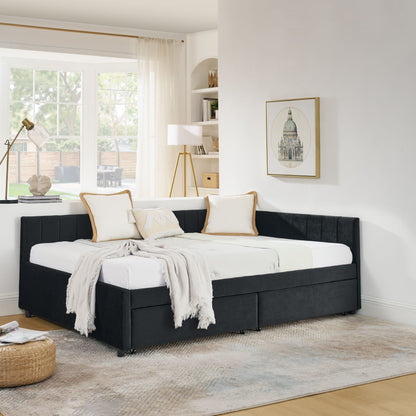 Upholstered Tufted Daybed Frame with Storage