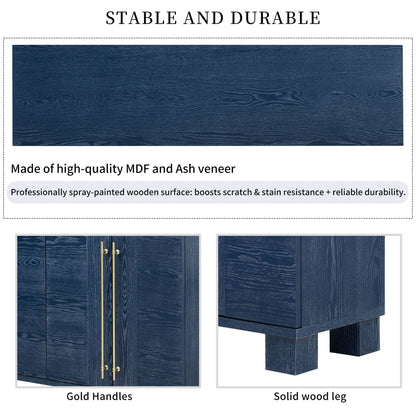 Sideboard with adjustable shelves navy gold handles solid wood legs Unique Piece Furniture on Tampa Home & Garden Store
