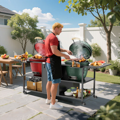 Stainless Steel Cart for Two Big Egg Grills