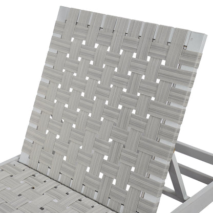 Outdoor Acacia Wood and Rope Chaise Lounge