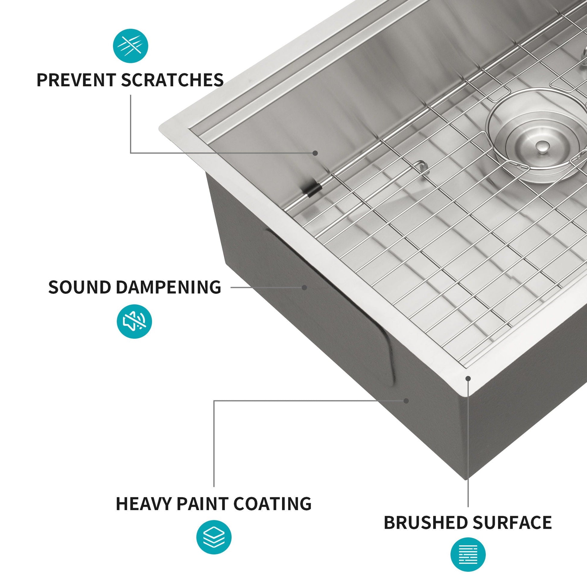 30in undermount sink 16ga brushed nickel with ledge and grid rack on Tampa Home & Garden Store