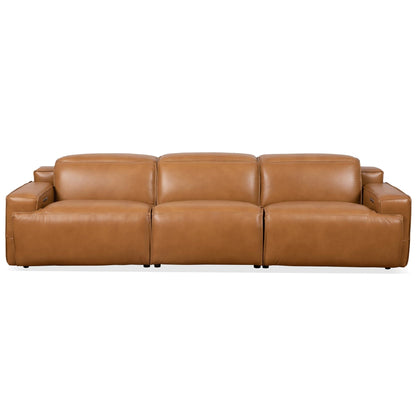Urbana Triple Power Recliner Sofa in Tan