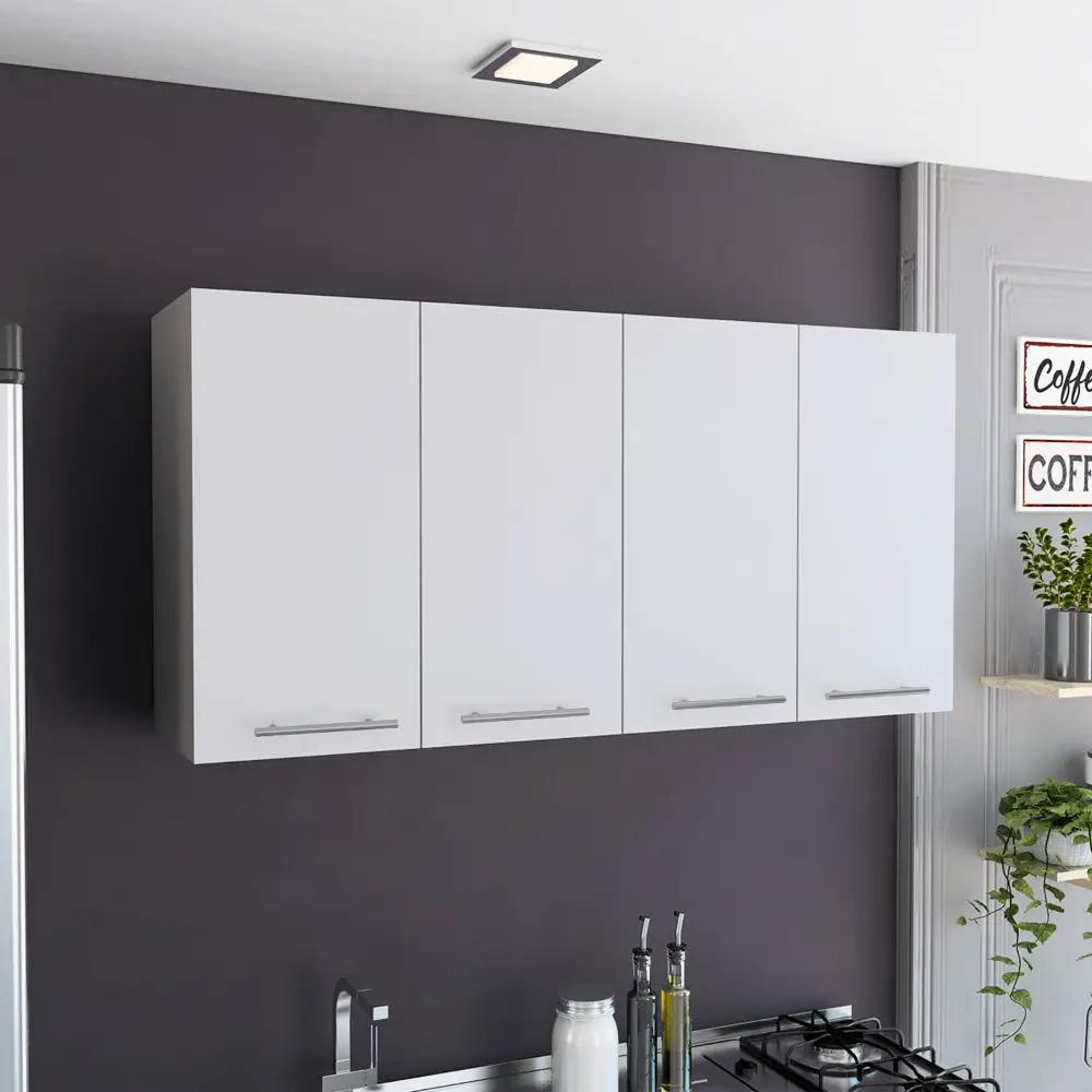 Wall Cabinet Four Doors white with chrome handles and two internal shelves on Tampa Home & Garden Store