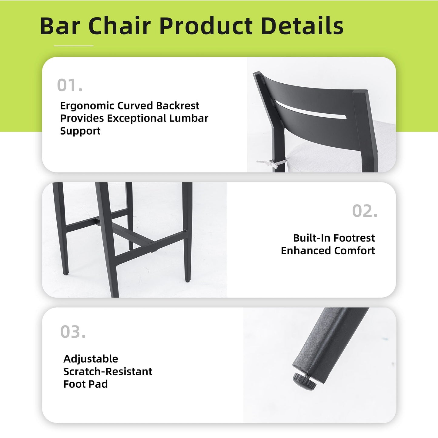 Modern Outdoor Aluminum Patio Bar Set And Stools