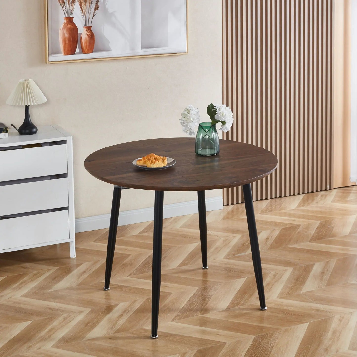 Extendable Dining Table with Durable Metal Legs