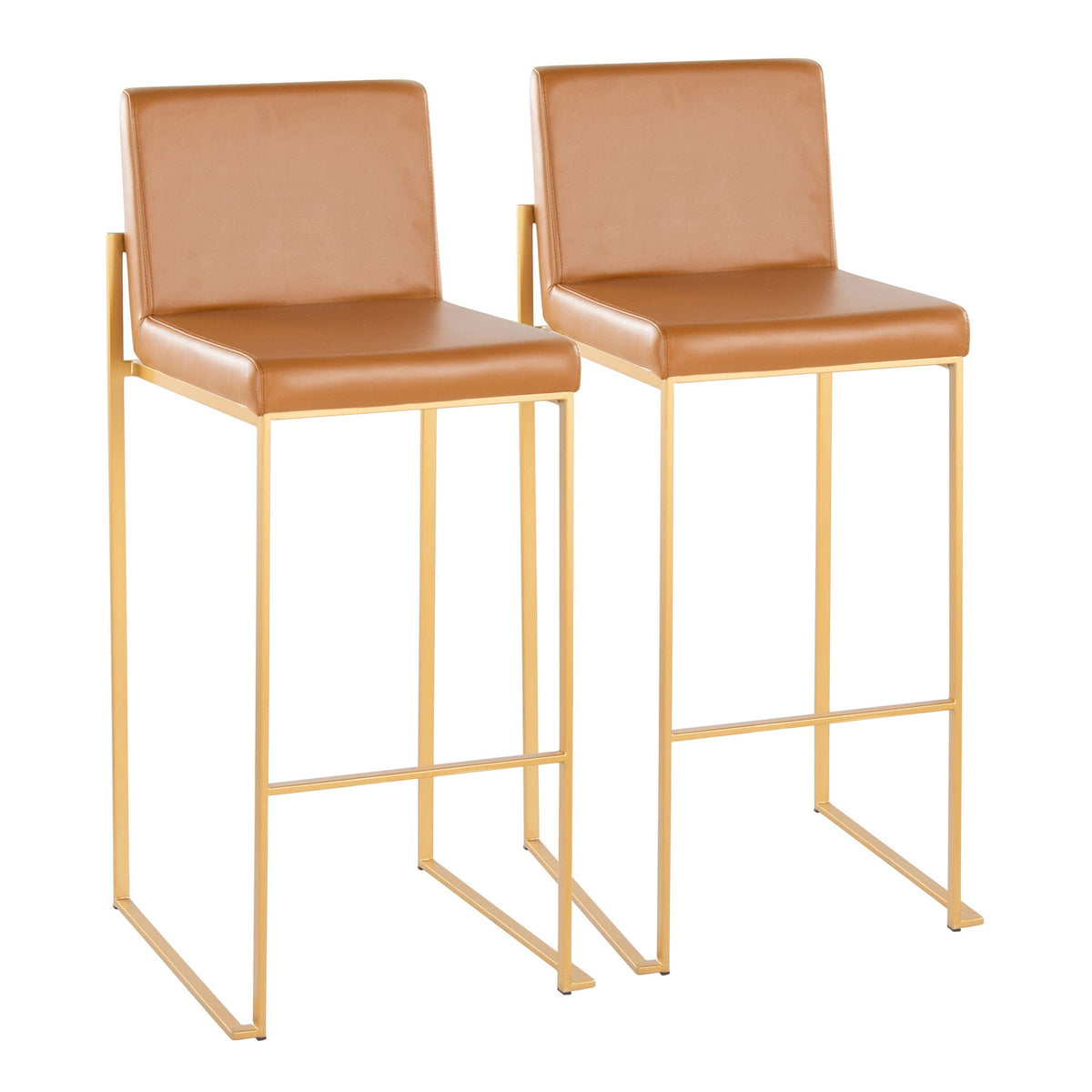 Contemporary high back barstool pair with upholstered tan seats and legs HouseOfZazla on Tampa Home & Garden Store