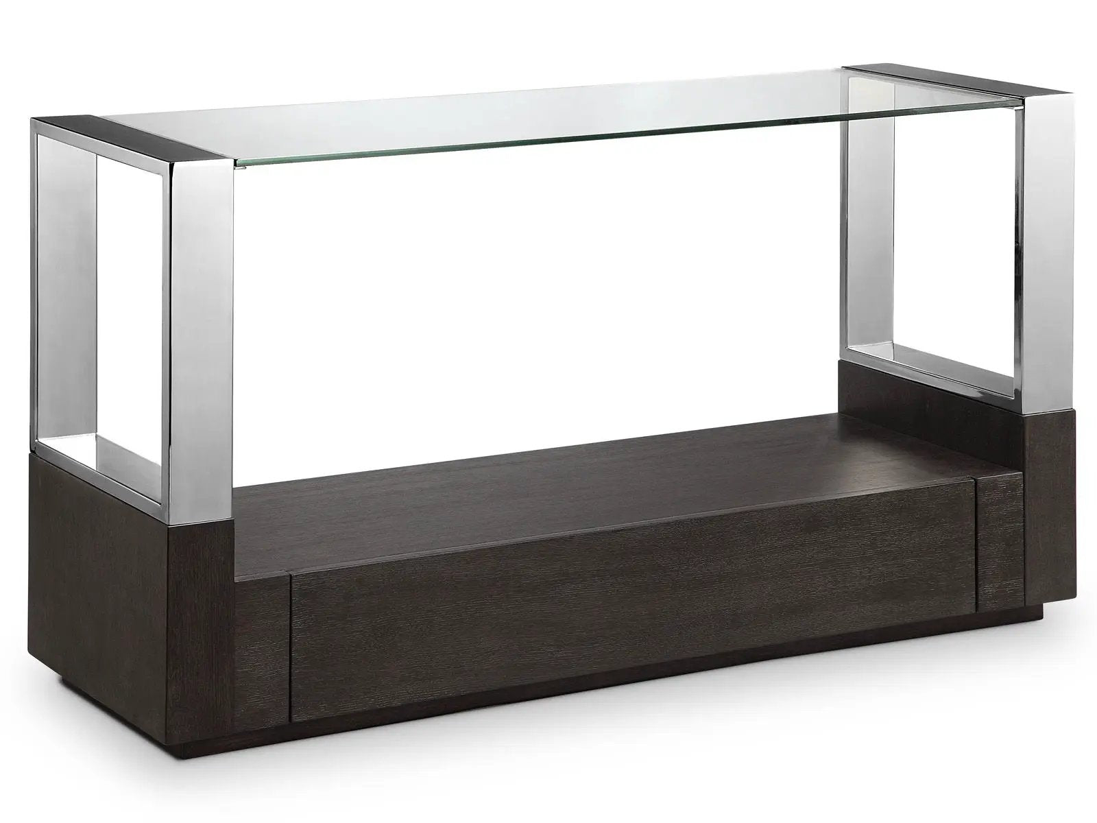 Revere Rectangular End Table with glass top and chrome metal frame Unique Piece Furniture on Tampa Home & Garden Store