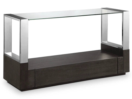 Revere Rectangular End Table with glass top and chrome metal frame Unique Piece Furniture on Tampa Home & Garden Store