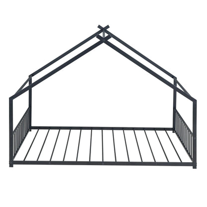 Metal House Bed canopy frame in dark gray steel with a triangular roof peak and side rails on Tampa Home & Garden Store