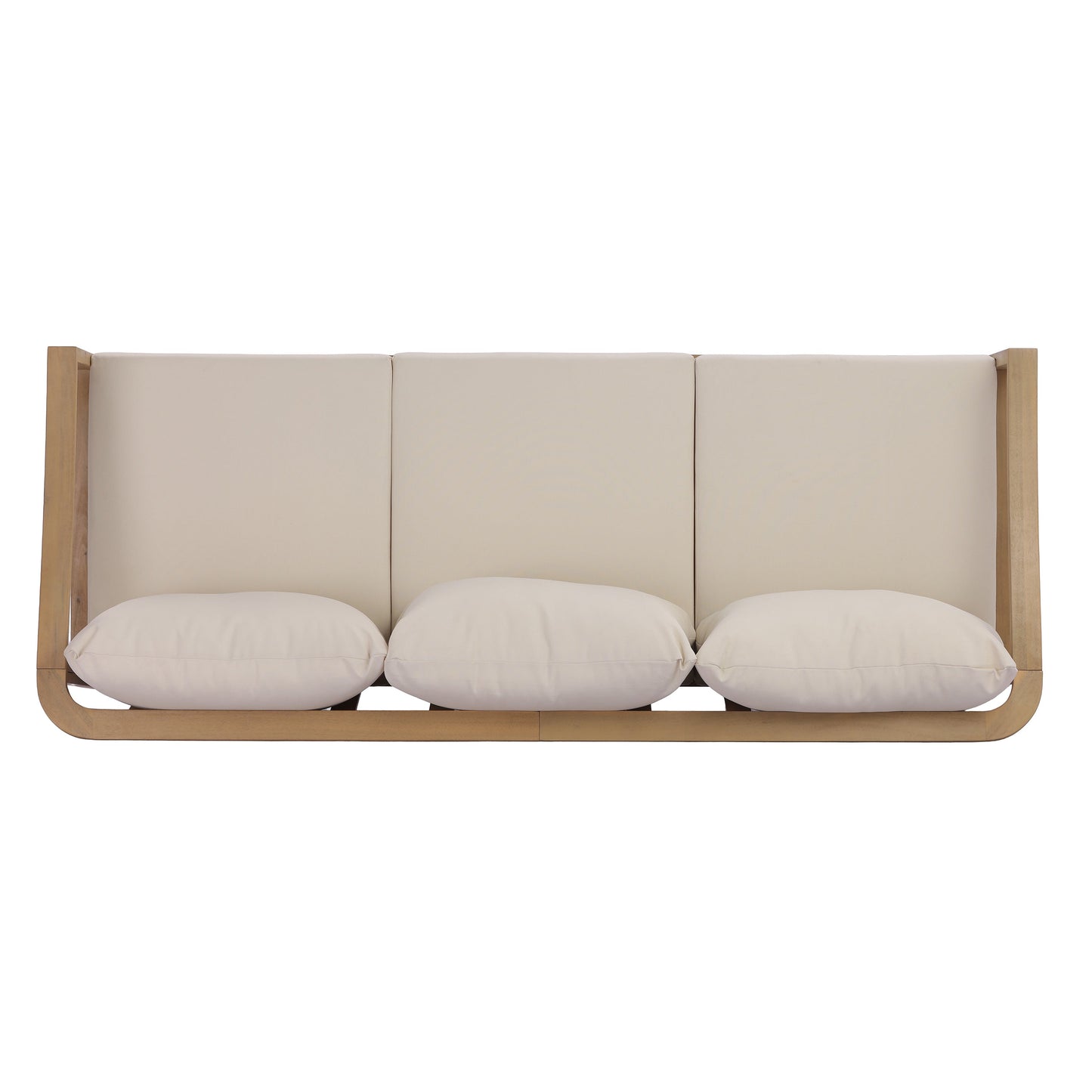 Outdoor Acacia Wood Sofa with Beige Cushions