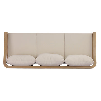 Outdoor Acacia Wood Sofa with Beige Cushions