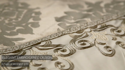 Hillcrest Ivory Damask and Jacquard Comforter Set