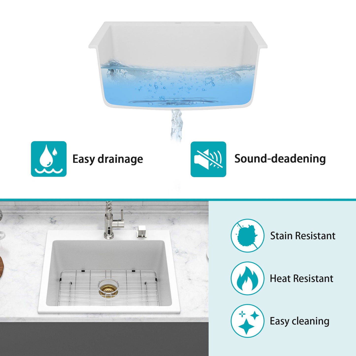 Quartz and Granite Composite Kitchen Sink