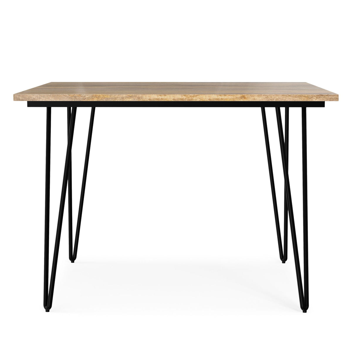 Square Mango Wood Dining Table with Hairpin Legs, natural top, black metal legs by HouseOfZazla on Tampa Home & Garden Store