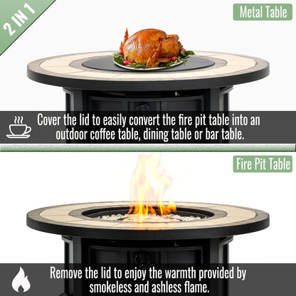30in propane gas fire pit table with mosaic ceramic tabletop by HouseOfZazla on Tampa Home & Garden Store