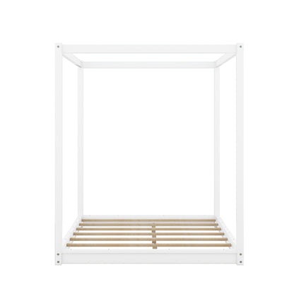 White wood canopy platform bed with airflow slats and support legs by HouseOfZazla on Tampa Home & Garden Store