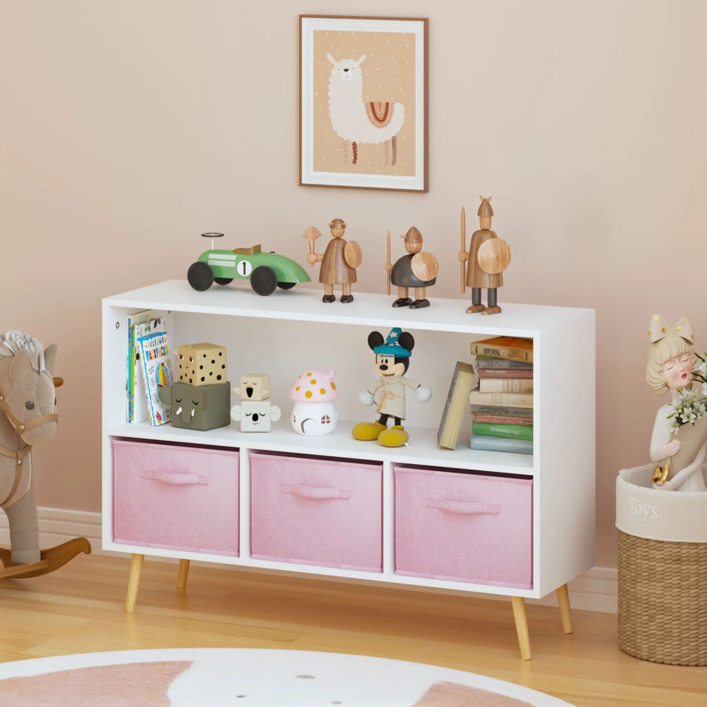 Bookcase with Collapsible Drawers Book Display