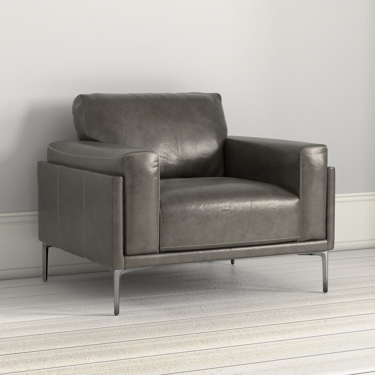 Transitional fabric arm chair in dark gray with relaxed seating on Tampa Home & Garden Store