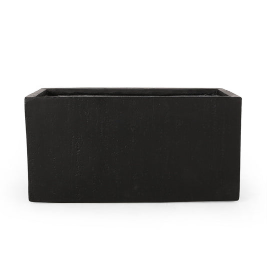 Modern Outdoor Planter by HouseOfZazla, black textured rectangular planter on Tampa Home & Garden Store