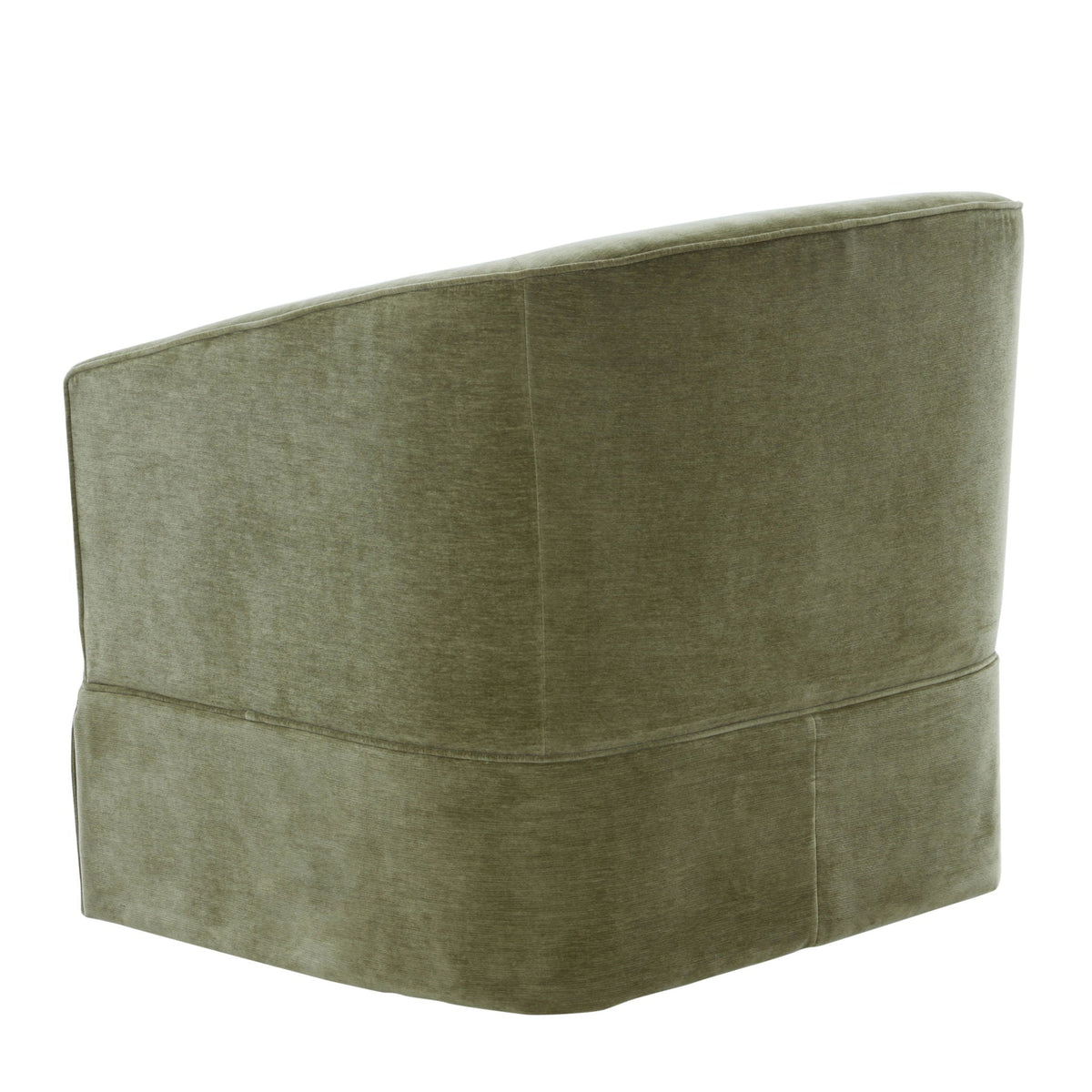 Skirted swivel chair in olive green fabric with tailored skirt on Tampa Home & Garden Store