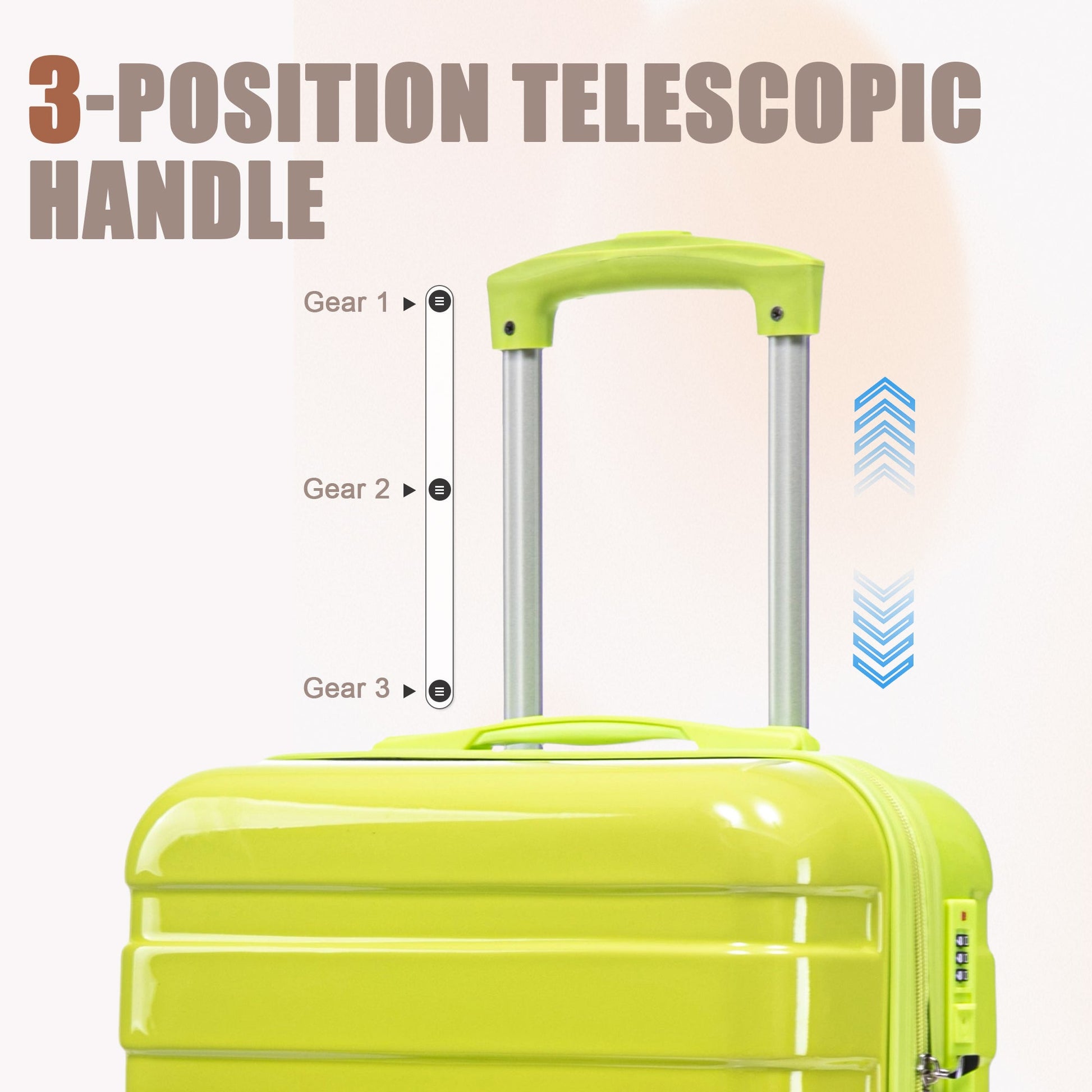 2-Piece PC Spinner Luggage Set gradient lime color by HouseOfZazla with lock on Tampa Home & Garden Store