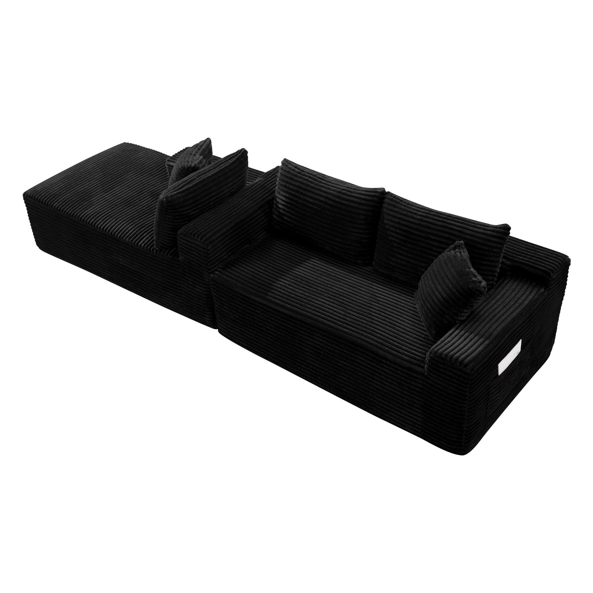 106.3-in U-shaped cloud sectional sofa by HouseOfZazla with deep seating in black corduroy on Tampa Home & Garden Store