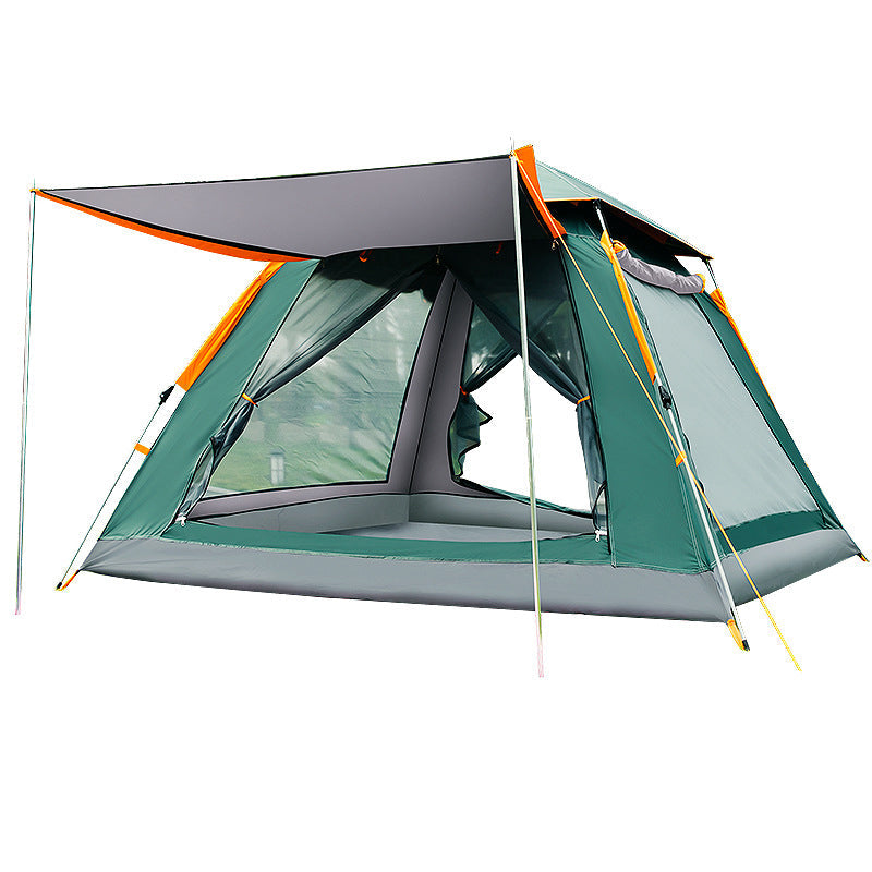 Fully automatic beach camping tent for multi-person in green gray with orange trim by My Store on Tampa Home & Garden Store