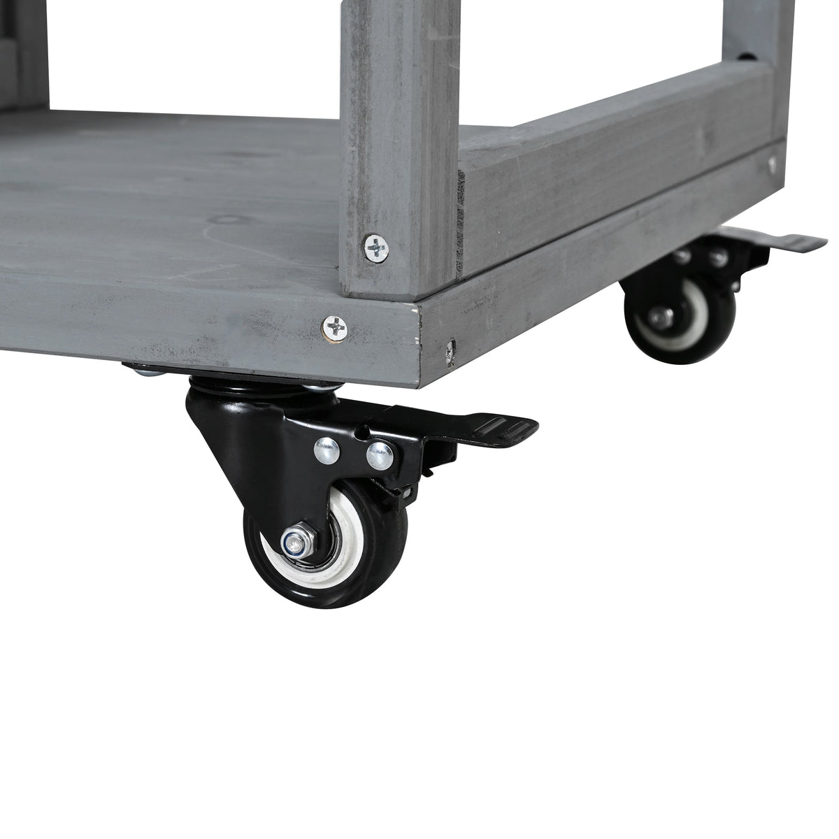 Outdoor kitchen island fir wood prep station on caster wheels gray finish on Tampa Home & Garden Store