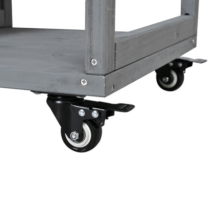 Outdoor kitchen island fir wood prep station on caster wheels gray finish on Tampa Home & Garden Store