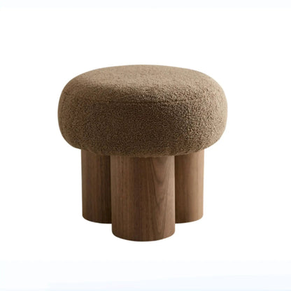 Versatile Mushroom Stool With Cushion and Walnut