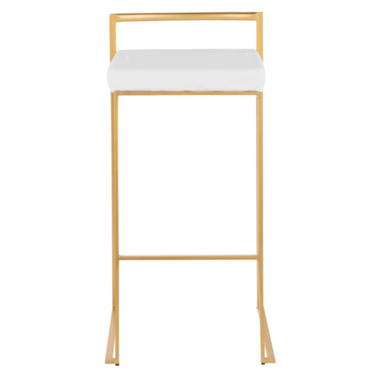 Fuji Contemporary Glam Barstool with gold frame and white cushion by Unique Piece Furniture on Tampa Home & Garden Store