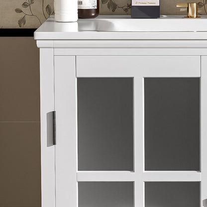 Modern bathroom vanity with ceramic sink, tempered blurred glass doors HouseOfZazla on Tampa Home & Garden Store