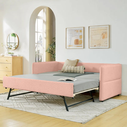 Upholstered Daybed With Pop Up Trundle For Guests