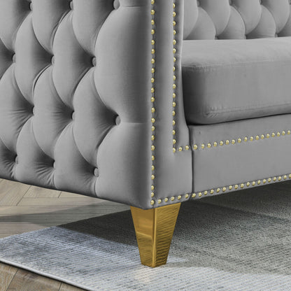 Modern Button Tufted Sofa With Nailhead Trim