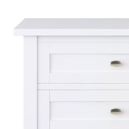 Warm Shaker bedside table in white with brass drawer pull and shaker-front panels on Tampa Home & Garden Store