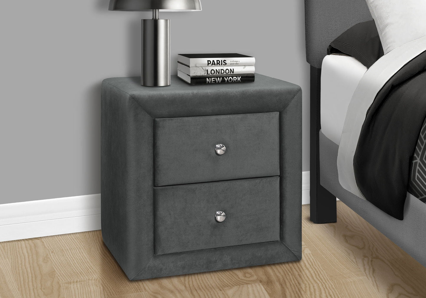 Nightstand With Upholstered Drawer For Bedroom