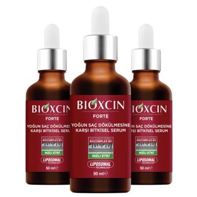 Bioxcin Forte hair serum 3x50ml brown glass dropper bottles anti-hair loss on Tampa Home & Garden Store