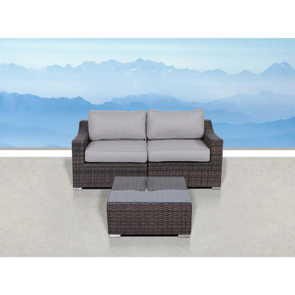 Outdoor Wicker Set With Glass Table And Cushions