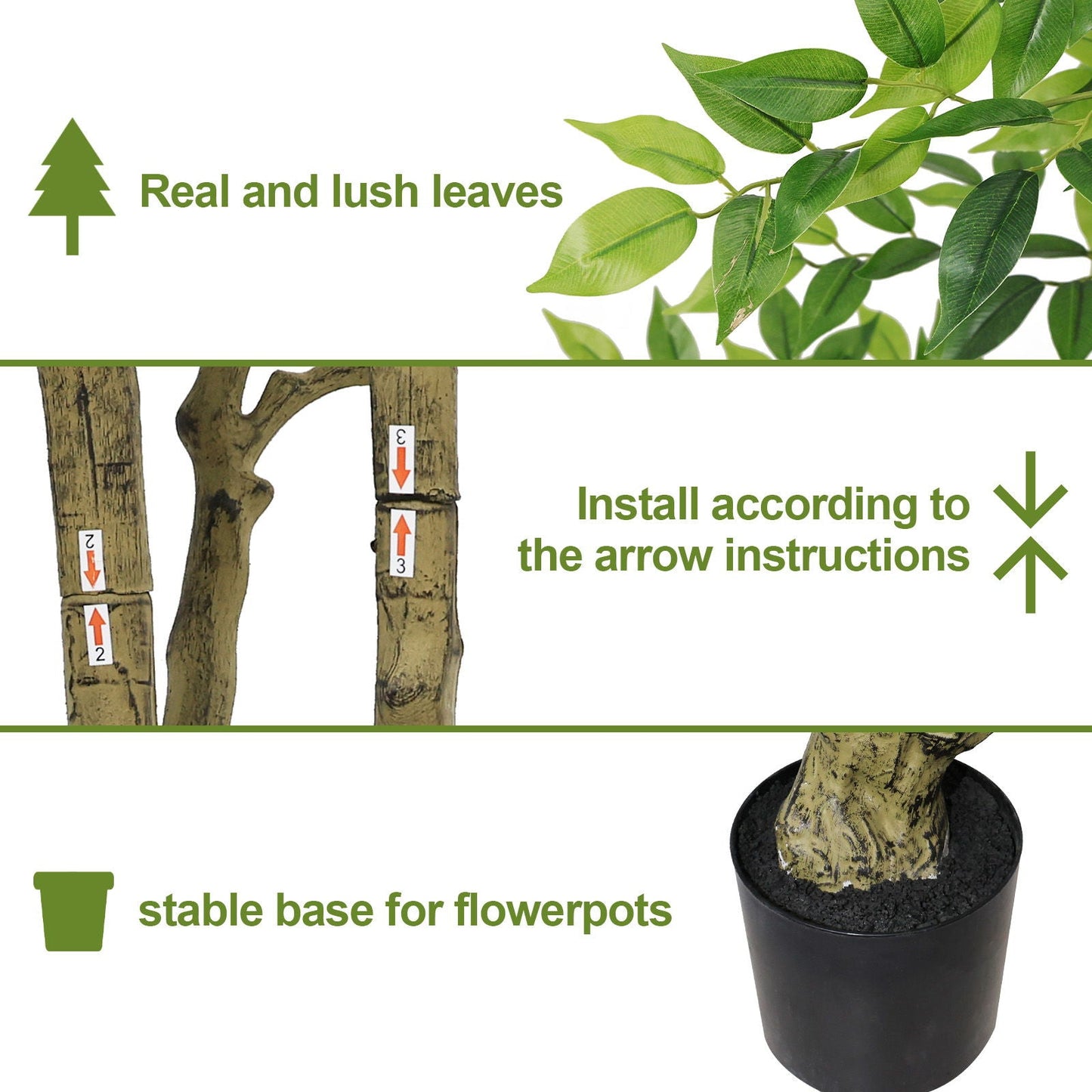 Large Artificial Green Banyan Tree With A Pot
