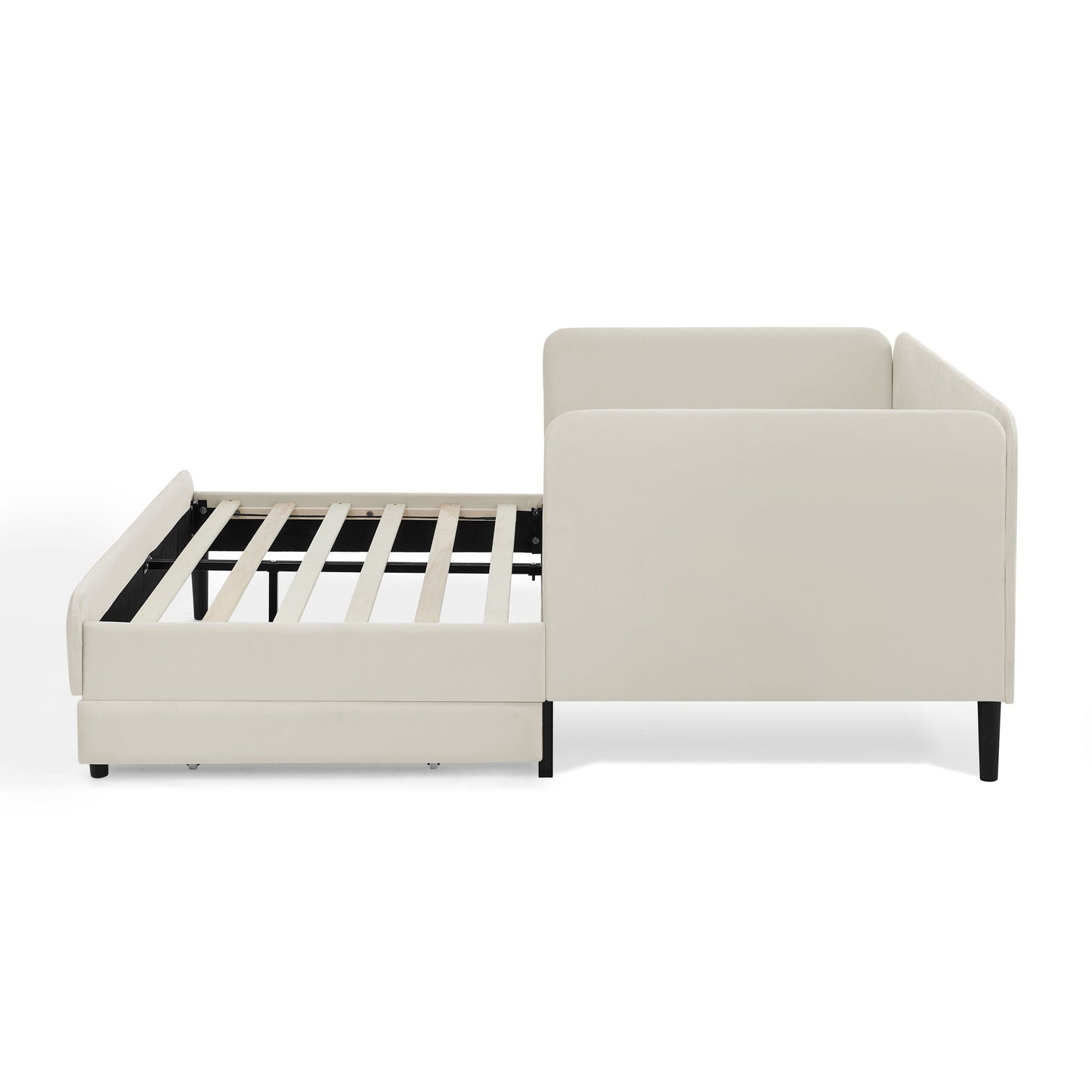 Upholstered Platform Sofa Bed with Drawers
