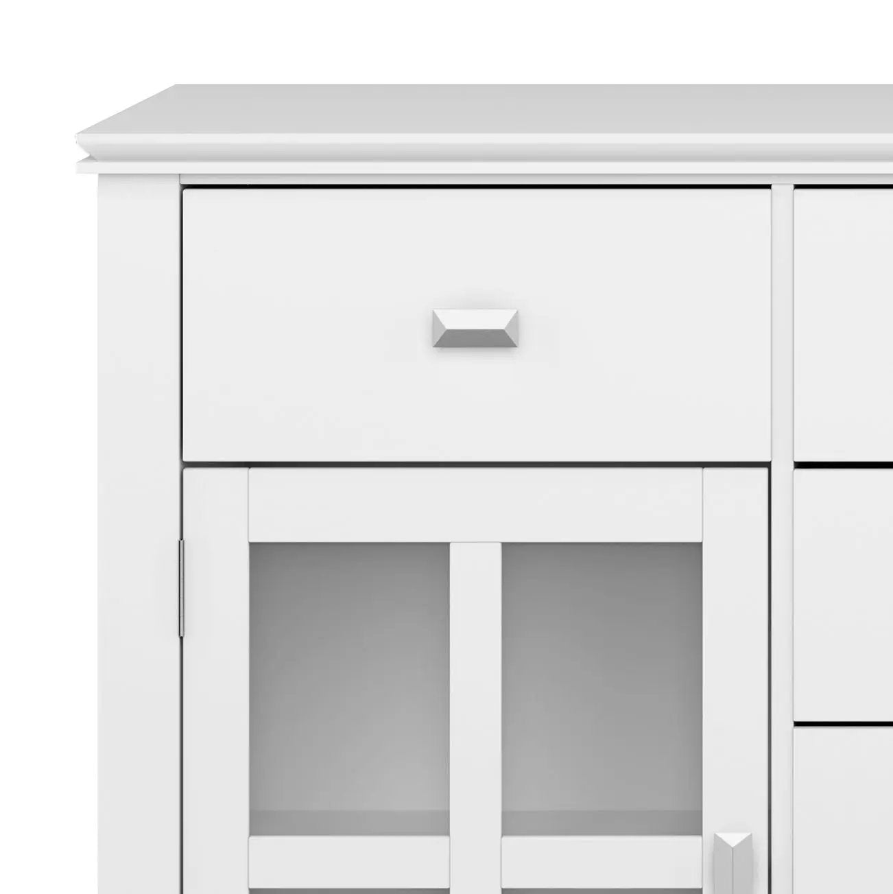Artisan Handcrafted Sideboard Buffet in white with glass-panel doors and diamond pull on Tampa Home & Garden Store