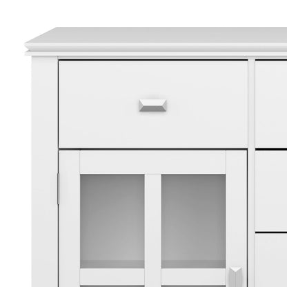 Solid wood sideboard buffet with glass storage, white finish, HouseOfZazla on Tampa Home & Garden Store