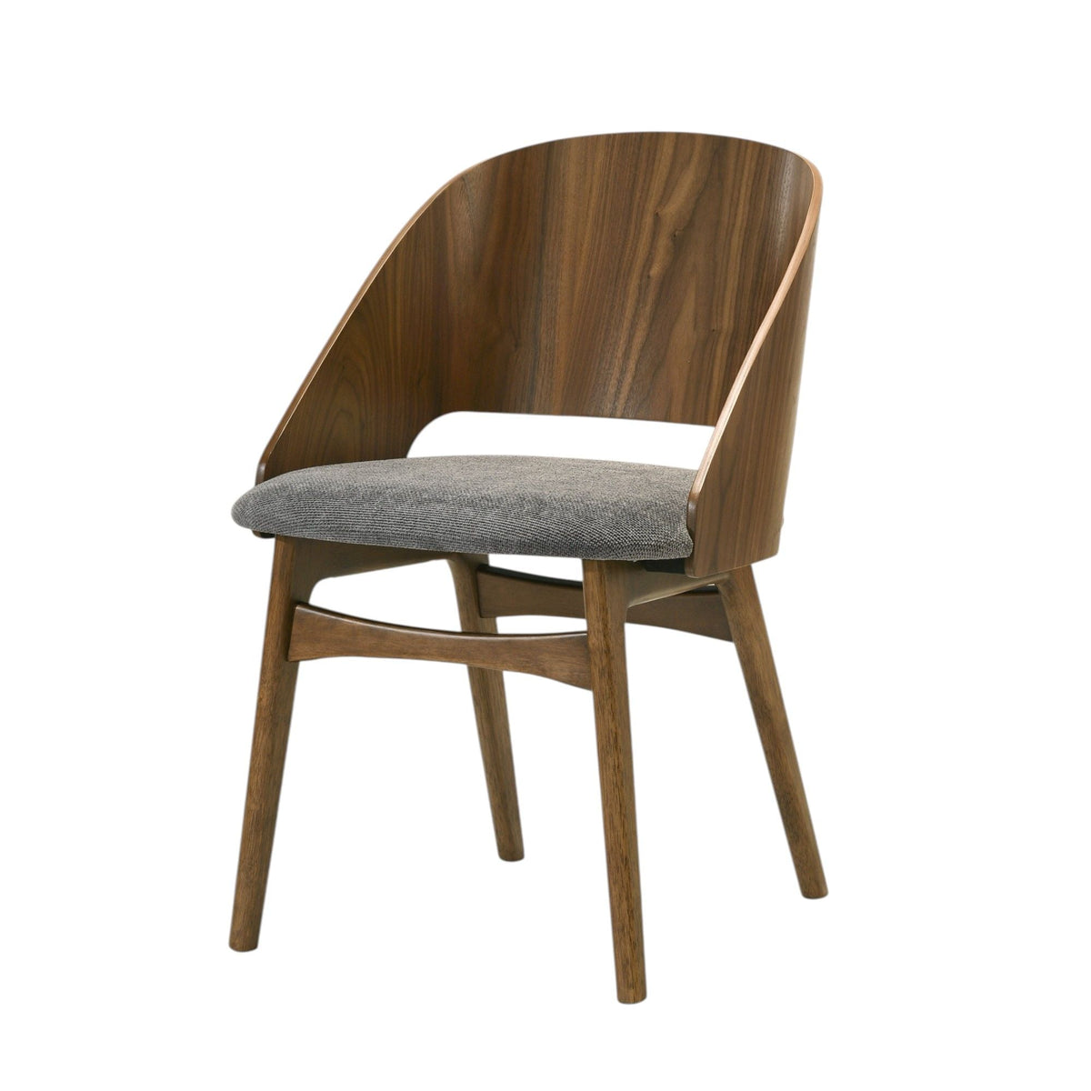 Delmon Side Chair Set with Padded Seat in dark walnut wood and grey cushion by HouseOfZazla on Tampa Home & Garden Store