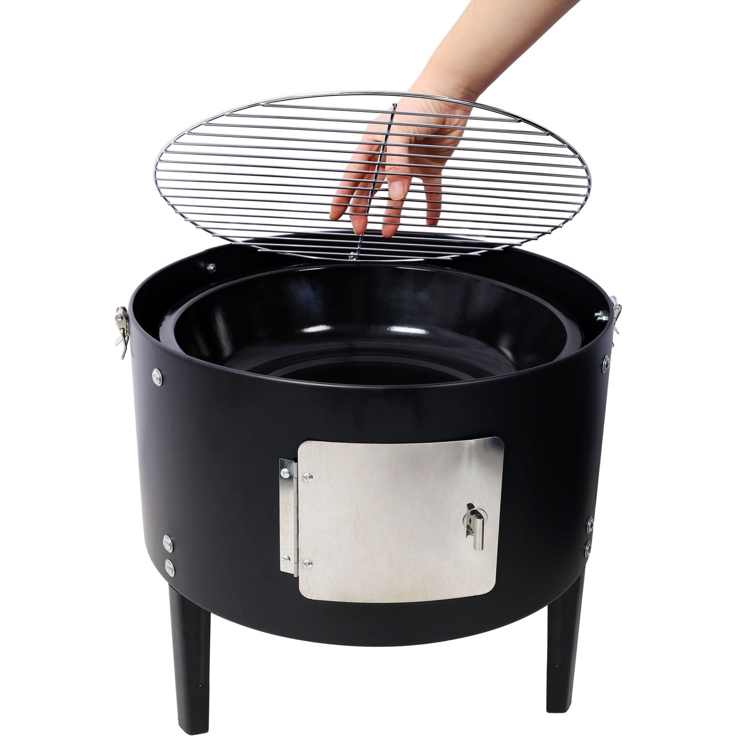 Heavy Duty Round Steel Charcoal Grill and Smoker