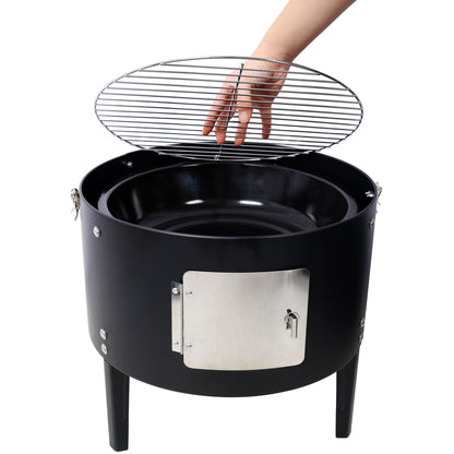 Heavy Duty Round Steel Charcoal Grill and Smoker