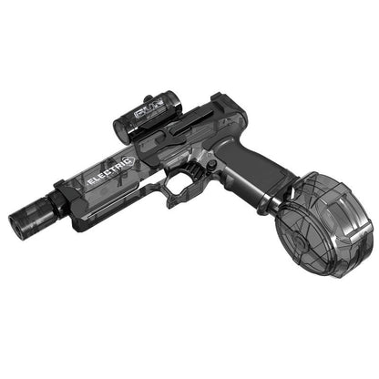 Fire Rat Electric Water Pistol with cool light, full-automatic spray, translucent black body and large rear drum on Tampa Home & Garden Store