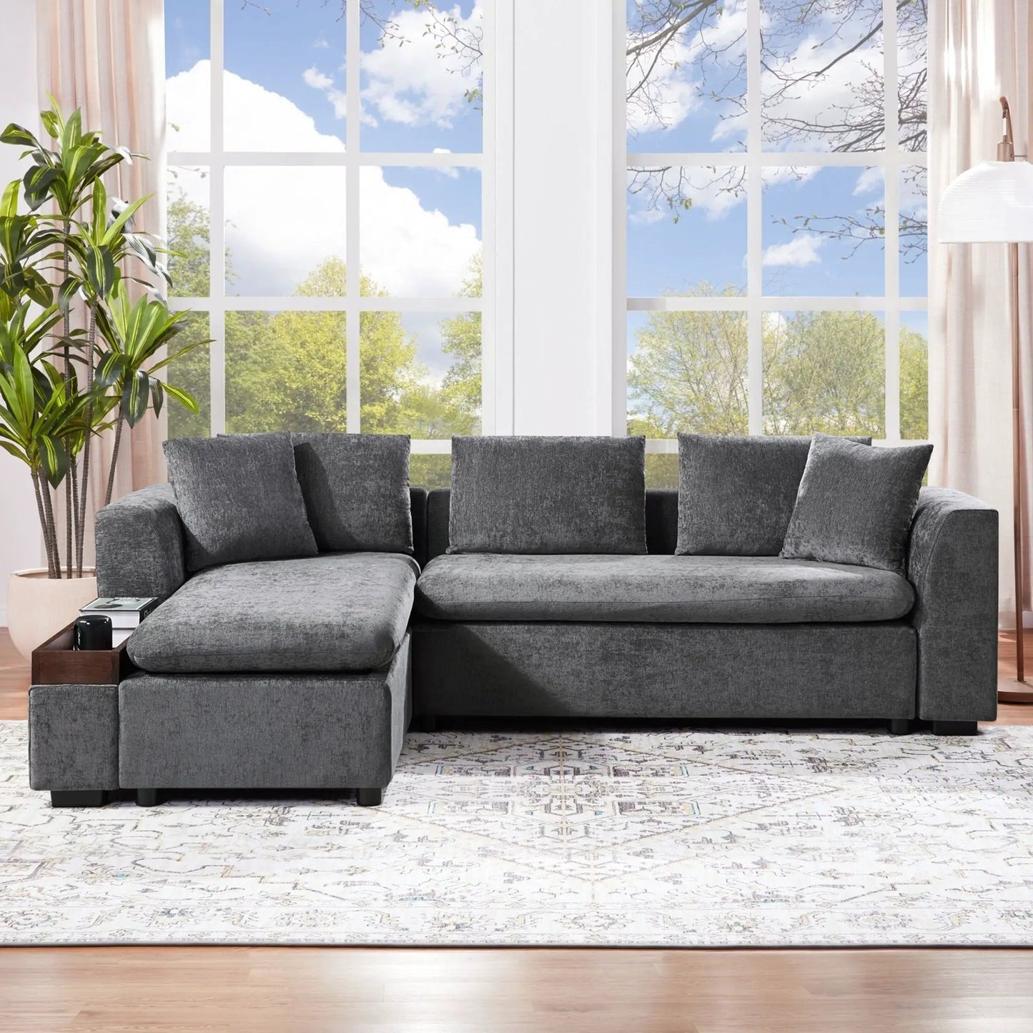 Modern L Shaped Sectional Sofa with Storage