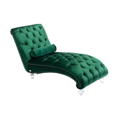 Indoor Chaise Lounge With Button Tufted Pillow