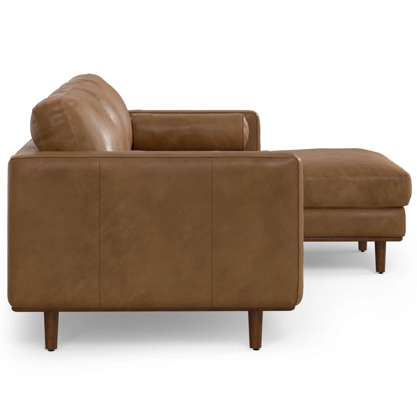 Morrison Upholstered Sectional Sofa tan leather with wood legs Unique Piece Furniture on Tampa Home & Garden Store